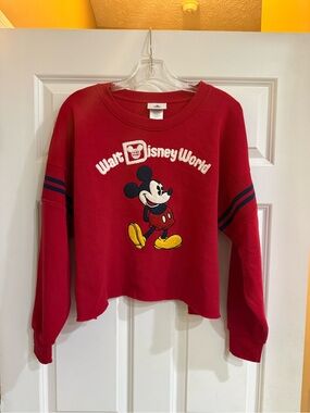 Walt Disney World Red Mickey Mouse Cropped Sweatshirt